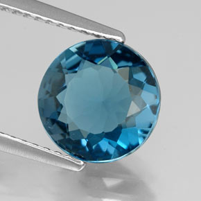 Topacio azul natural de 2,59 ct, corte redondo, VVS