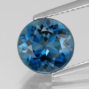 Topacio azul natural de 2,93 ct, corte redondo, VVS