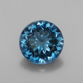 Topacio azul natural de 3,21 ct, corte redondo, VS