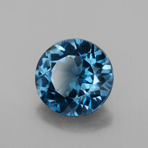 Topacio azul natural de 3,21 ct, corte redondo, VS