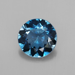 Topacio azul natural de 2,46 ct, corte redondo, VS