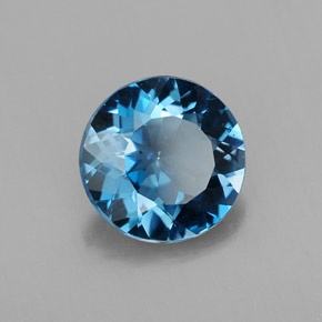Topacio azul natural de 2,46 ct, corte redondo, VS