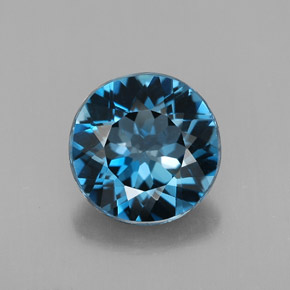 Topacio azul natural de 2,87 ct, corte redondo, VS