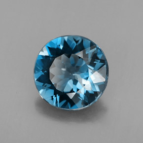 Topacio azul natural de 2,87 ct, corte redondo, VS