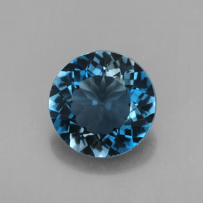Topacio azul natural de 2,96 ct, corte redondo, VS