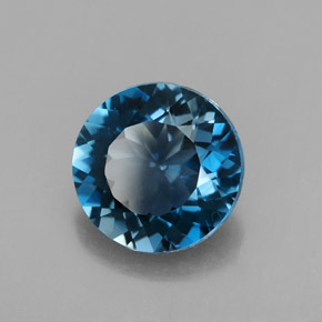 Topacio azul natural de 2,96 ct, corte redondo, VS