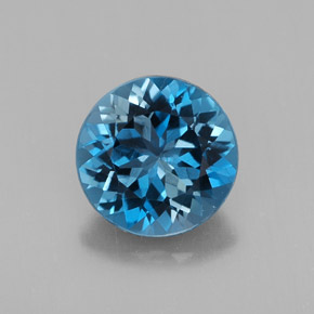 Topacio azul natural de 2,87 ct, corte redondo, VVS-VS