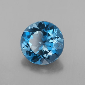 Topacio azul natural de 2,87 ct, corte redondo, VVS-VS