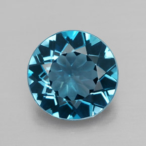 Topacio azul natural de 2,54 ct, corte redondo, VVS-VS