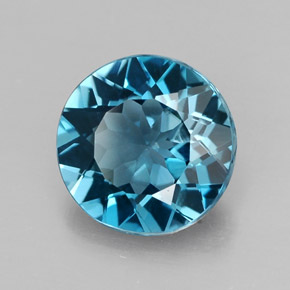 Topacio azul natural de 2,54 ct, corte redondo, VVS-VS