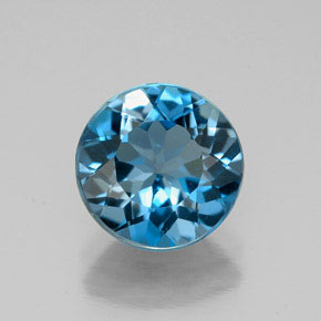 Topacio azul natural de 3,05 ct, corte redondo, VS