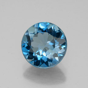 Topacio azul natural de 3,05 ct, corte redondo, VS