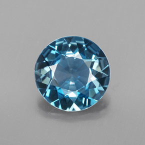 Topacio azul natural de 2,20 ct, corte redondo, VVS-VS