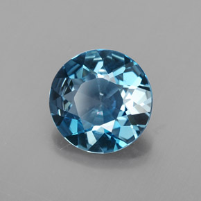 Topacio azul natural de 2,20 ct, corte redondo, VVS-VS