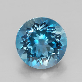Topacio azul natural de 3,39 ct, corte redondo, VVS
