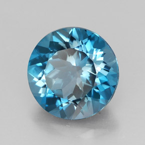 Topacio azul natural de 3,39 ct, corte redondo, VVS