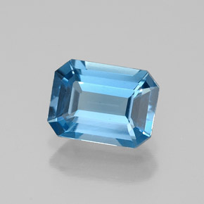 Topacio azul natural de 1,60 ct, corte esmeralda, VVS