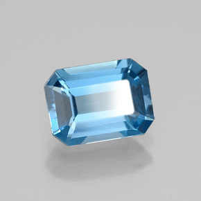 Topacio azul natural de 1,60 ct, corte esmeralda, VVS