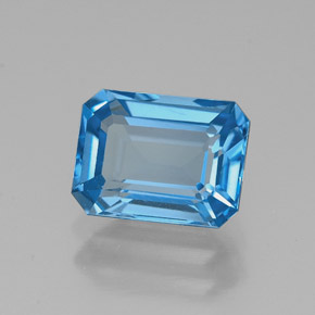 Topacio azul natural de 1,97 ct, corte esmeralda, VVS