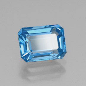 Topacio azul natural de 1,97 ct, corte esmeralda, VVS