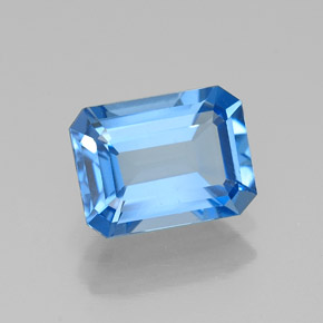 Topacio azul natural de 1,93 ct, corte esmeralda, VVS