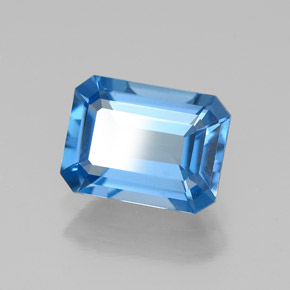 Topacio azul natural de 1,93 ct, corte esmeralda, VVS