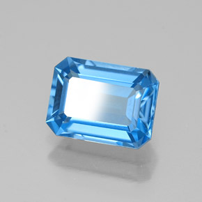 Topacio azul natural de 1,89 ct, corte esmeralda, VVS
