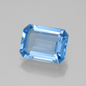 Topacio azul natural de 1,80 ct, corte esmeralda, VVS