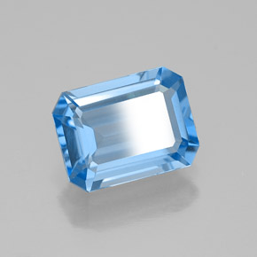 Topacio azul natural de 1,80 ct, corte esmeralda, VVS