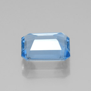 Topacio azul natural de 1,80 ct, corte esmeralda, VVS