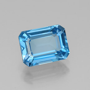 Topacio azul natural de 1,91 ct, corte esmeralda, VVS