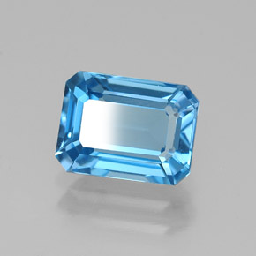 Topacio azul natural de 1,91 ct, corte esmeralda, VVS