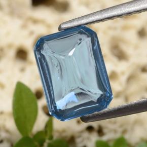 Topacio azul natural de 1,80 ct, corte esmeralda, transparente