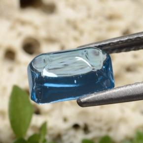Topacio azul natural de 1,80 ct, corte esmeralda, transparente