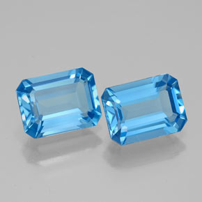 Gemas de topacio azul natural de  ct, corte esmeralda, VVS