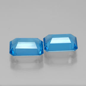 Gemas de topacio azul natural de  ct, corte esmeralda, VVS