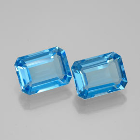 Gemas de topacio azul natural de  ct, corte esmeralda, VVS