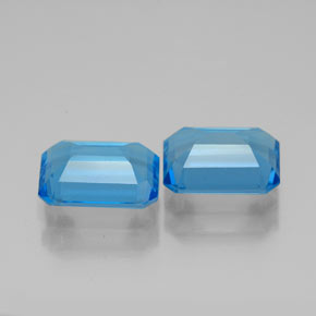 Gemas de topacio azul natural de  ct, corte esmeralda, VVS