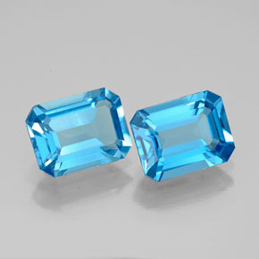 Gemas de topacio azul natural de  ct, corte esmeralda, VVS