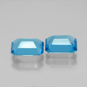 Gemas de topacio azul natural de  ct, corte esmeralda, VVS