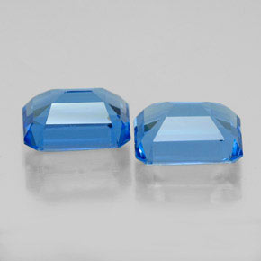 Gemas de topacio azul natural de  ct, corte esmeralda, VVS