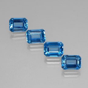 Gemas de topacio azul natural de  ct, corte esmeralda, VVS