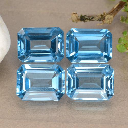 Gemas de topacio azul natural de 7,47 ct, corte esmeralda, VVS