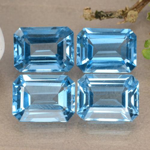 Gemas de topacio azul natural de 7,47 ct, corte esmeralda, VVS