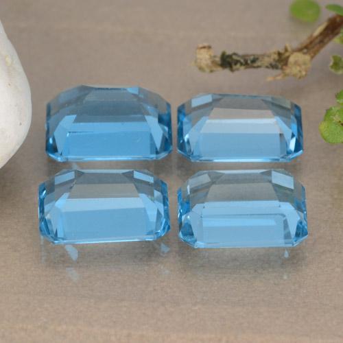 Gemas de topacio azul natural de 7,47 ct, corte esmeralda, VVS