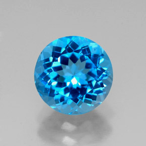 Topacio azul natural de 2,28 ct, corte redondo, VS