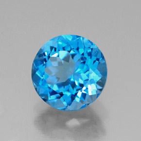 Topacio azul natural de 2,28 ct, corte redondo, VS