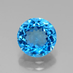 Topacio azul natural de 2,34 ct, corte redondo, VS