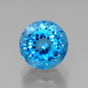 Topacio azul natural de 2,73 ct, corte redondo, VVS