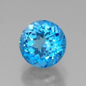 Topacio azul natural de 2,73 ct, corte redondo, VVS